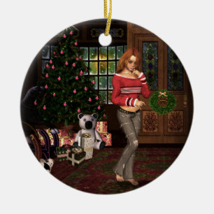 Ornement En Céramique En attente de l'ornement de Noël de Père Noël
