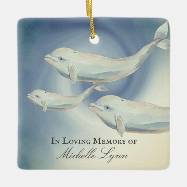 Ornement En Céramique En mémoire d'amour Béluga Famille de baleines Mémo (Devant)