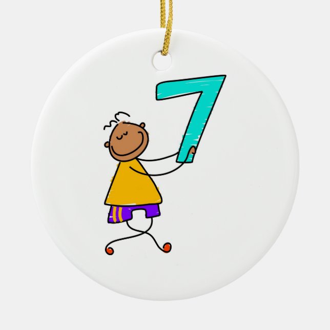 Ornement En Céramique Enfant du numéro sept (Devant)