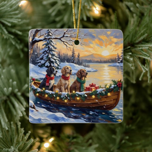 Ornement En Céramique English Setter Christmas Boat Holiday (Arbre)