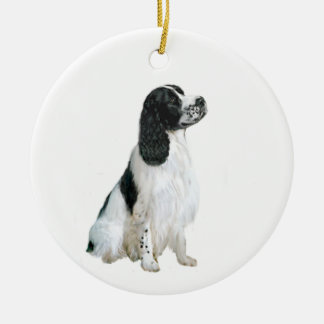 Ornement En Céramique English Springer Spaniel (A) - noir et blanc