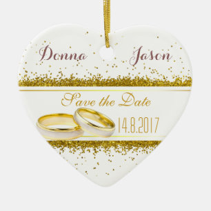 Ornement En Céramique Enregistrer la date Gold Parties scintillant annea