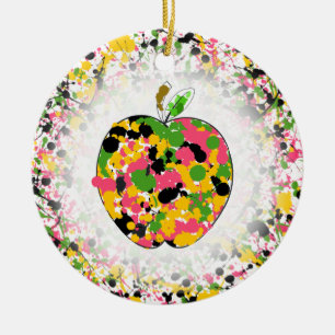 Ornement En Céramique Enseignant de pomme de peinture multicolore