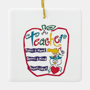 ORNEMENT EN CÉRAMIQUE "ENSEIGNANT" ORNAMENT APPLE ET MERCI