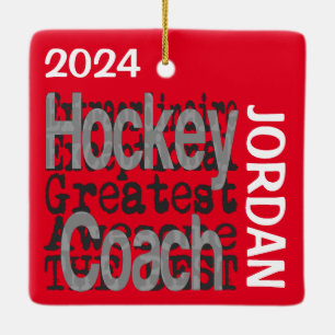 Ornement En Céramique Entraîneur de hockey Extraordinaire PERSONNALISÉ