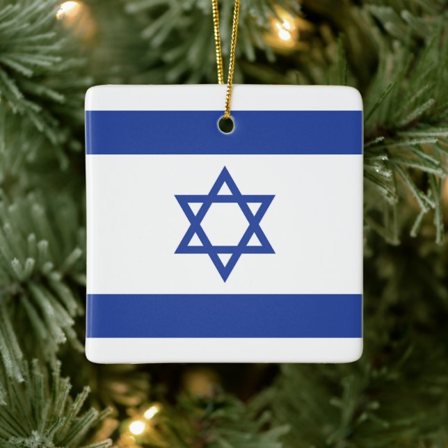 Ornement En Céramique Etat d'Israël Drapeau, Étoile de David Juifs (Arbre)