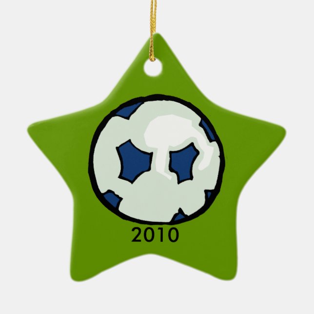 Ornement En Céramique Étoile 2010 de ballon de football (Devant)