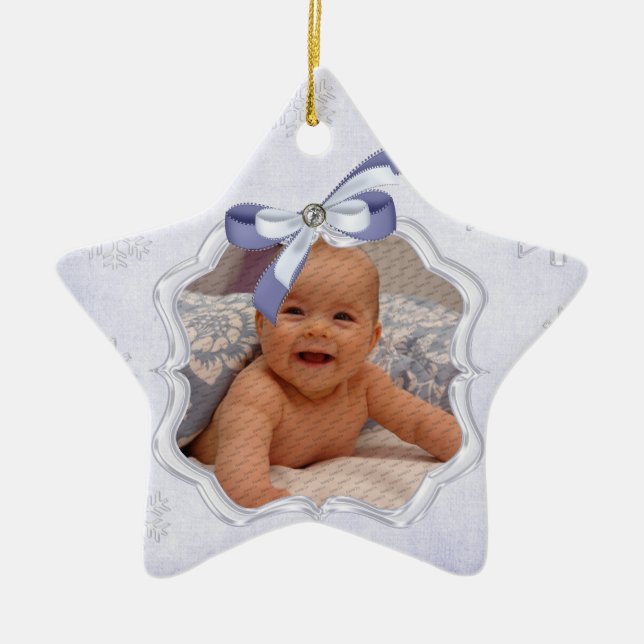Ornement En Céramique étoile bébé première photo de Noël (Devant)