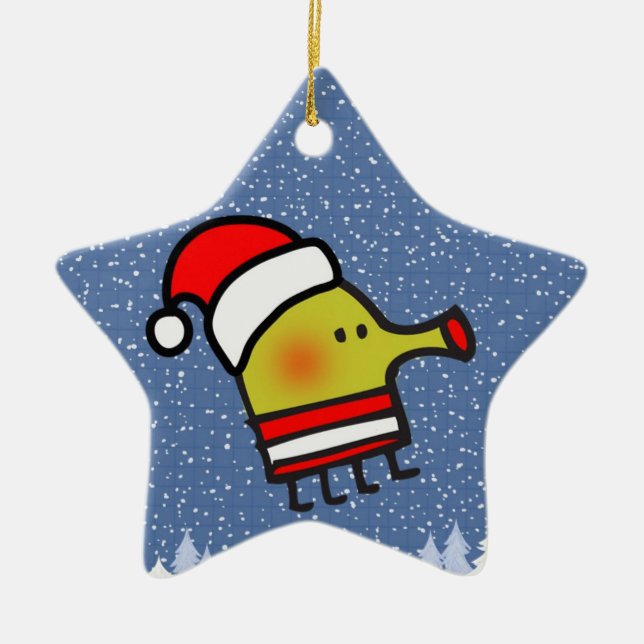 Ornement En Céramique Étoile de Noël de saut de griffonnage (Devant)