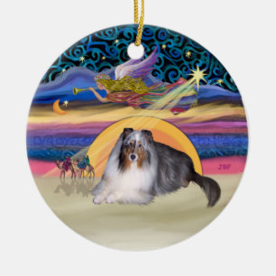 Ornement En Céramique Étoile de Noël - Sheltie bleu merle