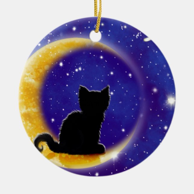 Ornement En Céramique Étoile regardant le chat fixement (Devant)
