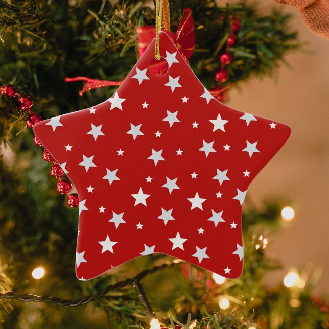 Ornement En Céramique Étoiles blanches pendant les fêtes de Noël rouges (Créateur téléchargé)