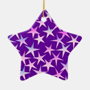 Ornement En Céramique étoiles satinées, lavande sur violet