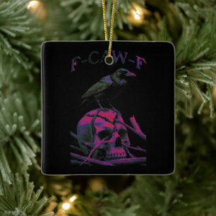 Ornement En Céramique F-Caw-F Funny Black Crow Bird