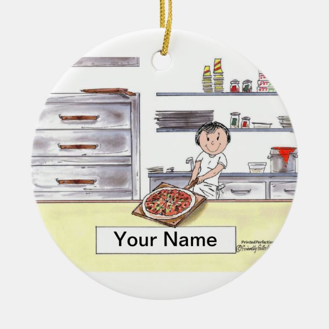 Ornement En Céramique Fabricant de pizza - femelle (Devant)