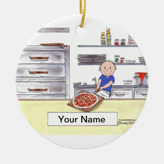 Ornement En Céramique Fabricant de pizza - mâle (Devant)