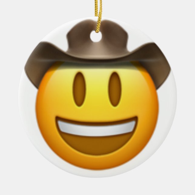 Ornement En Céramique Face émoticône cowboy (Devant)