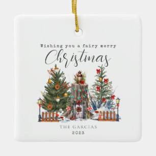 Ornement En Céramique Fairy Joyeux Noël Forêt forestière