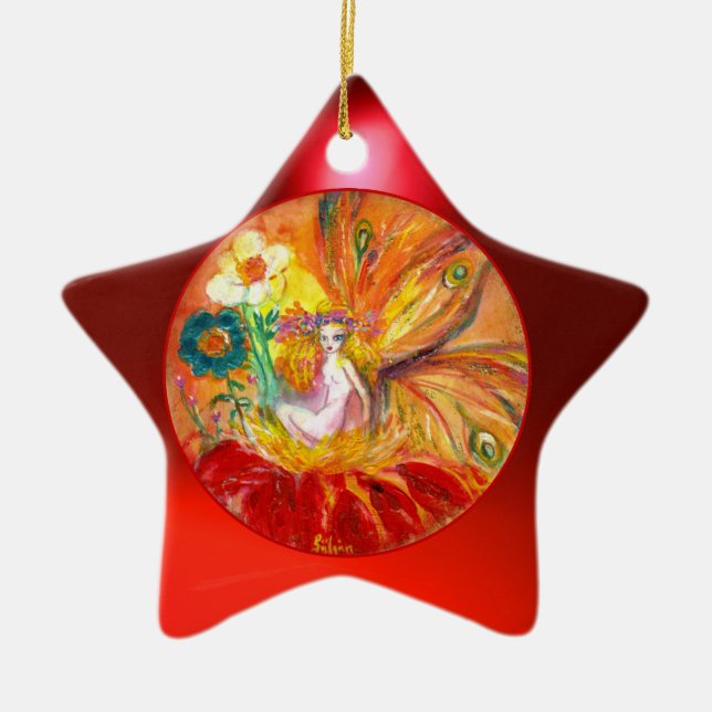 Ornement En Céramique FAIRY OF THE FLOWERS Red Ruby Star (Devant)
