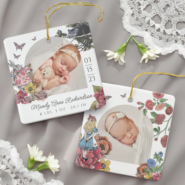 Ornement En Céramique Fairytale Alice in Wonderland Baby Stats Photo (Fairytale Alice in Wonderland Baby Stats Photo Ceramic Ornament)
