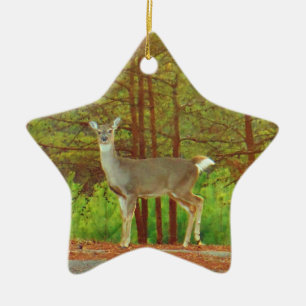 Ornement En Céramique Faites un cerf à la lisière des bois