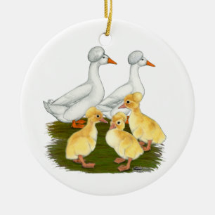 Ornement En Céramique Famille crêtée de canard