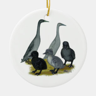 Ornement En Céramique Famille de canards coureurs bleus