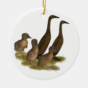 Ornement En Céramique Famille de canards coureurs de chocolat