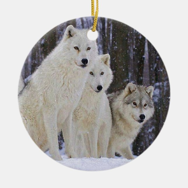 Ornement En Céramique Famille de loup (Devant)