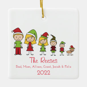 Ornement En Céramique Famille de Noël mignonne personnalisée