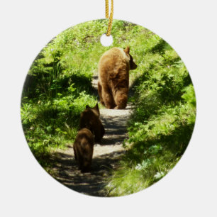 Ornement En Céramique Famille d'ours Brown