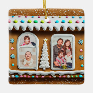 Ornement En Céramique Famille en pain d'épices Maison Photo de Noël