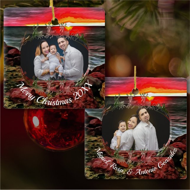 Ornement En Céramique Famille Noël Banderas Coucher de soleil 914 (Créateur téléchargé)