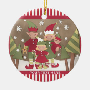 Ornement En Céramique Famille personnalisée (4) Salutation de Noël