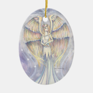 Ornement En Céramique Fantaisie d'art à l'aile dorée d'ange