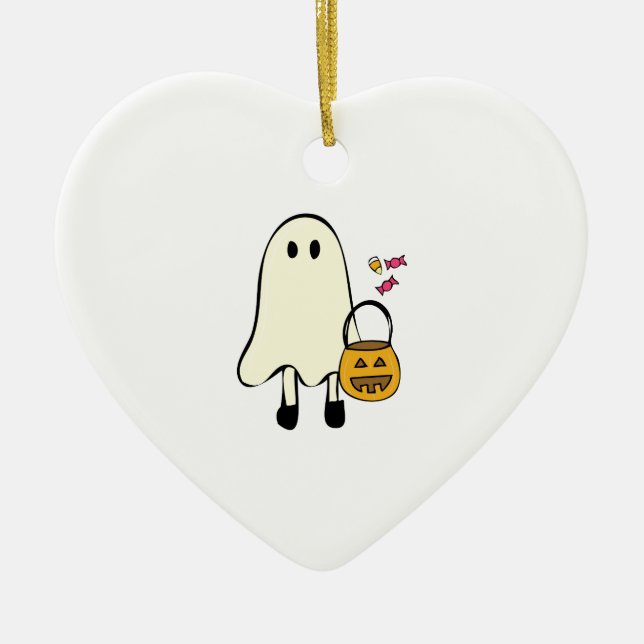 Ornement En Céramique Fantôme de Halloween (Devant)