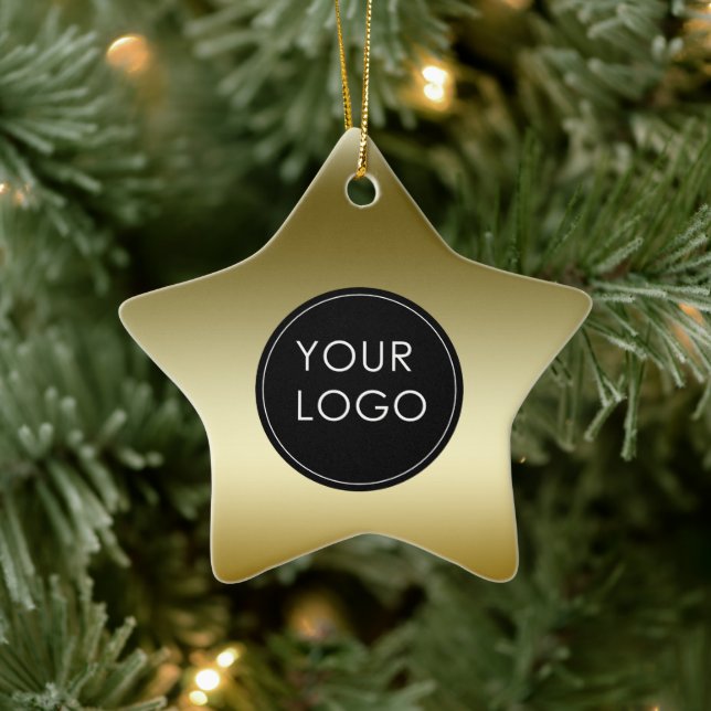 Ornement En Céramique Faux Gold Business Company Logo Star (Arbre)