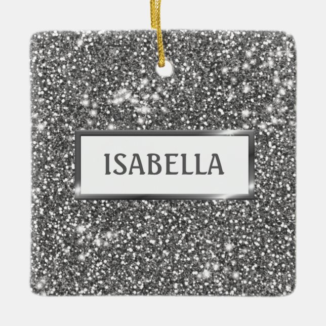Ornement En Céramique Faux Silver Parties scintillant Texture Look & Cus (Devant)