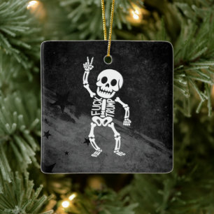 Ornement En Céramique FDT Trump Funny Anti Trump Skeleton
