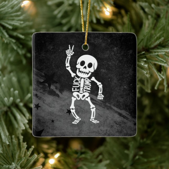 Ornement En Céramique FDT Trump Funny Anti Trump Skeleton (Arbre)
