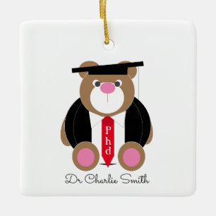Ornement En Céramique Félicitations à l'ours de doctorat