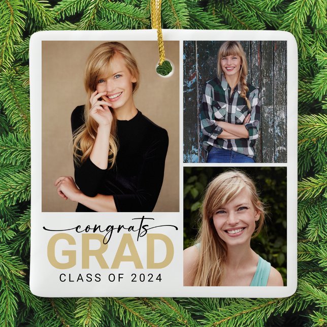 Ornement En Céramique Félicitations Grad Grad Grad Graduation Photo Keep (Créateur téléchargé)