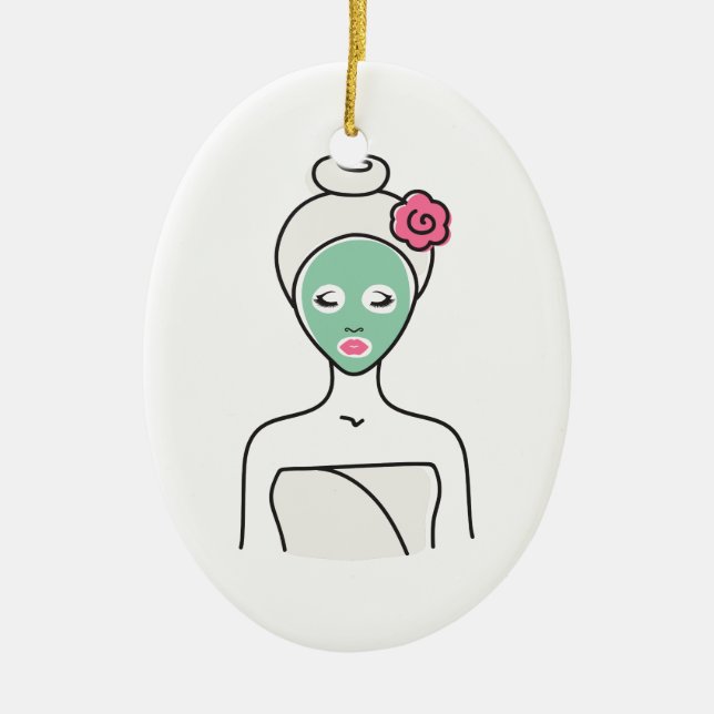 Ornement En Céramique Femme de massage facial de spa (Devant)