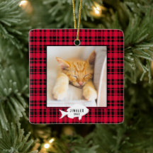 Festif Rouge Plaid Nom du chat Noël