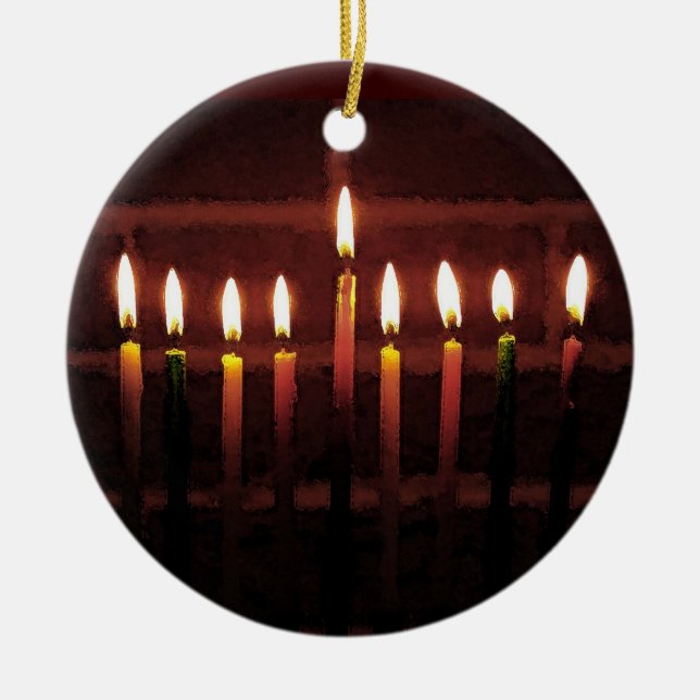 Ornement En Céramique Festival de lumière Hanoukka Menorah (Devant)