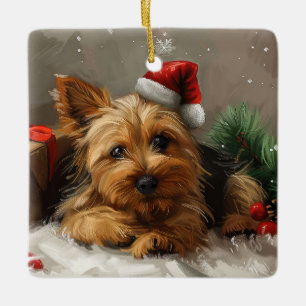 Ornement En Céramique Festival de Noël du chien Terrier australien