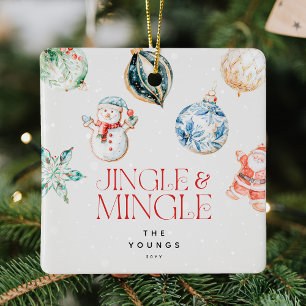 Ornement En Céramique Festive Jingle & Mingle Noël personnalisé