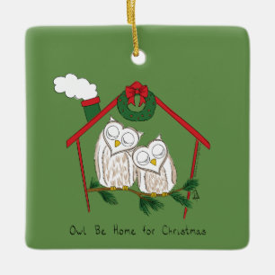 Ornement En Céramique Fête de Noël de Chouette