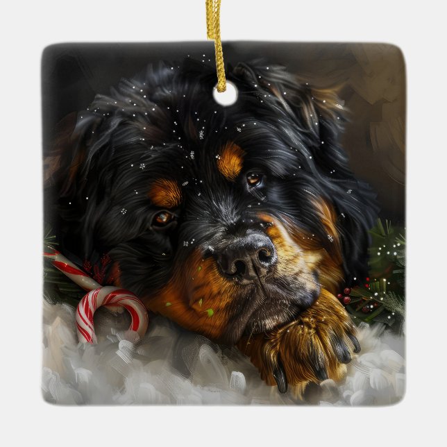 Ornement En Céramique Fête de Noël du chien Mastiff Tibétain (Devant)