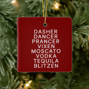 Ornement En Céramique Fête de Noël en buvant Dasher Dancer 